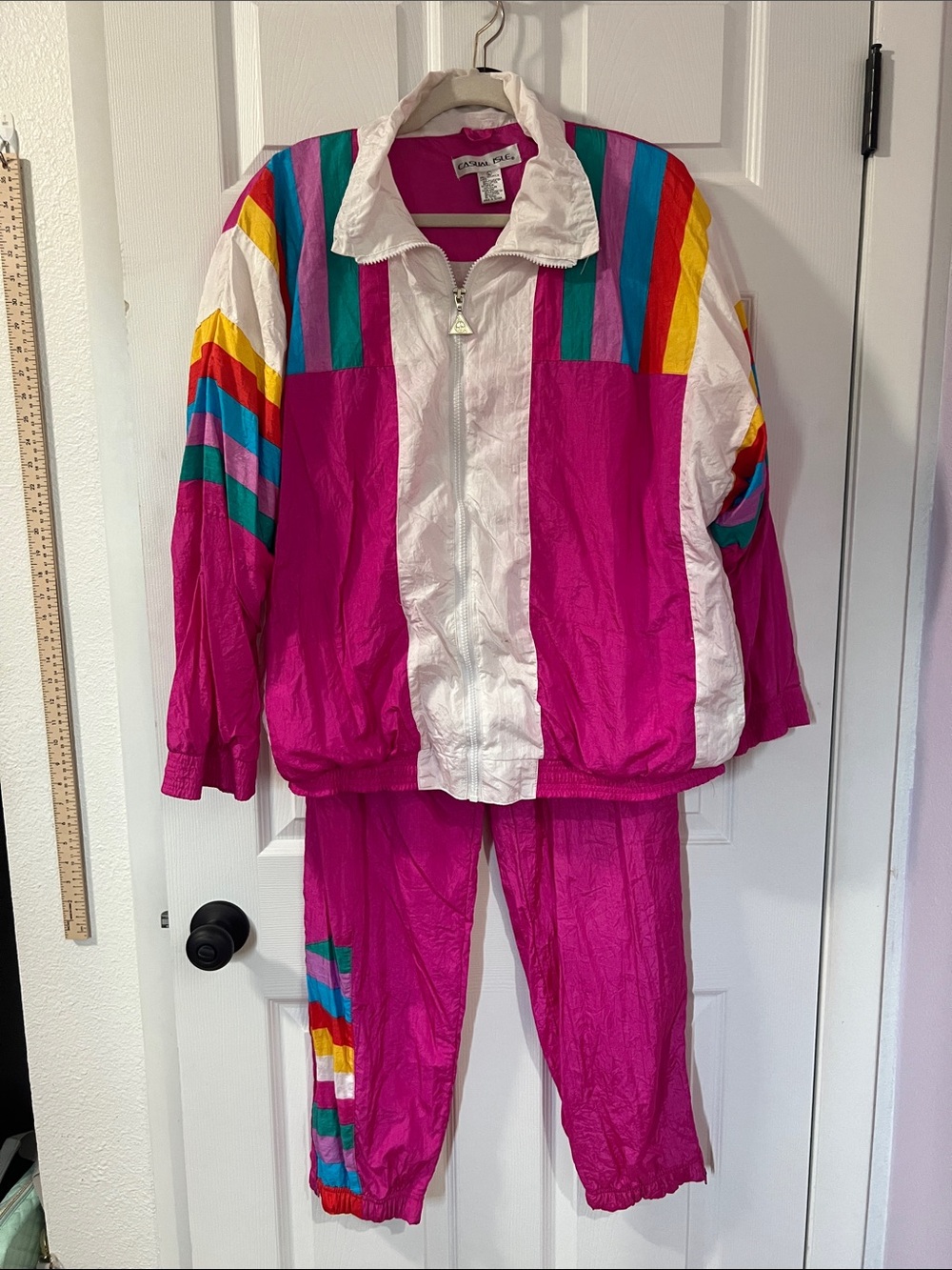 Vintage Casual Isle Color Block Ski Set in Pink & White Size Large